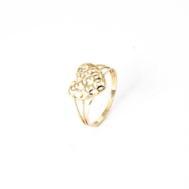 ANEL CORAÇÃO LAMINADO COM 3 FIOS OURO 18K