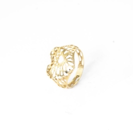 ANEL CORAÇÃO TRABALHADO OURO 18K