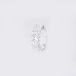 ANEL NAVETE DELICADO COM ZIRCÔNIAS PRATA 925