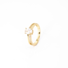 ANEL SOLITÁRIO OVAL DOIS AROS CRAV.