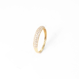 ANEL APARADOR ABAULADO 3 FILEIRAS CRAVEJADAS OURO 18K