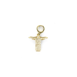 BERLOQUE CRISTO REDENTOR CRAVEJADO OURO 18K
