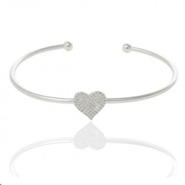 BRACELETE ROMANTIC CORAÇÃO DIAMOND OURO BRANCO