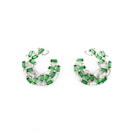 BRINCO CARACOL COM BAGUETES VERDE E CRISTAL