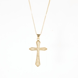 COLAR CRUCIFIXO CRAVEJADO OURO AMARELO