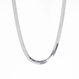 COLAR  MALHA LAMINADA M  45CM BANHADA NO OURO BRANCO