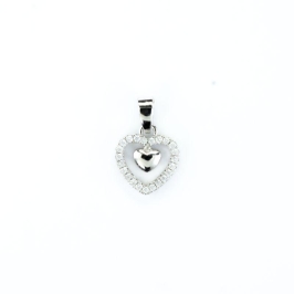 PINGENTE 2 CORAÇÕES COM 1 CRAVEJADO