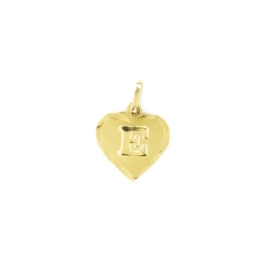 PINGENTE CORAÇÃO LETRA E OURO 18K