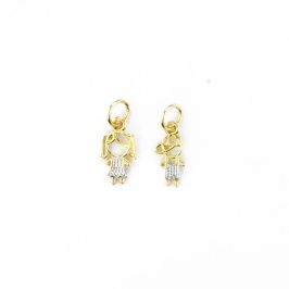 PINGENTE DE MENINO E MENINA TEXTURADA EM RÓDIO 18K