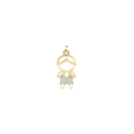 PINGENTE MENINO  2CM COM DETALHE NO OURO BRANCO OURO 18K