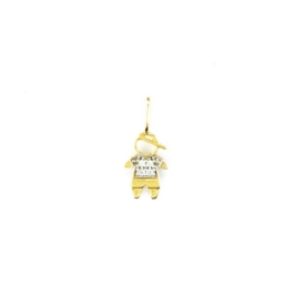 PINGENTE MENINO BICOLOR CRAVEJADO OURO 18K