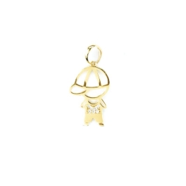 PINGENTE MENINO GG CRAVEJADO COM 7 ZIRCÔNIAS 2,75CM OURO 18K