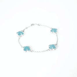 PULSEIRA 4 TREVOS AZUL CLARO 18CM PRATA 925