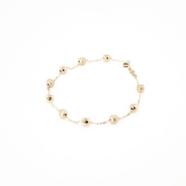 PULSEIRA BOLINHA FOSCA E LISA INTERCALADAS 20CM OURO 18K