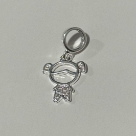 BERLOQUE MENINA CRAVEJADA DELICADA PRATA 925