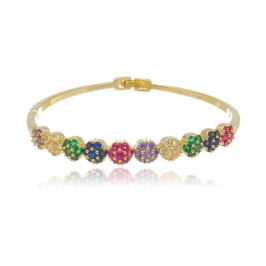 BRACELETE FLOWER COLORFUL OURO AMARELO