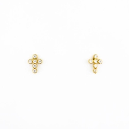 BRINCO CRUZ CRAVEJADA OURO 18K