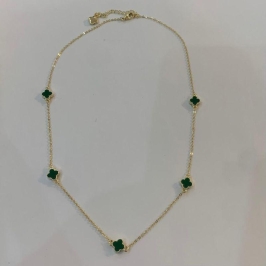 COLAR 5 TREVOS MALAQUITA P