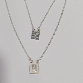 COLAR ESCAPULÁRIO NOSSA SENHORA BORDA RETA  60CM PRATA 925