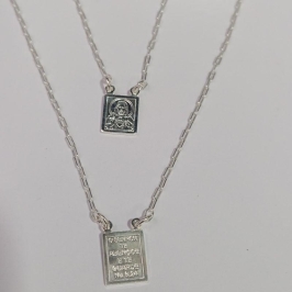 COLAR ESCAPULÁRIO SAGRADO CORAÇÃO DE JESUS 60CM PRATA 925