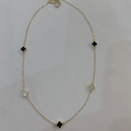 COLAR TREVO P 2 CORES ONIX E MADREPEROLA