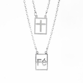 ESCAPULÁRIO FÉ / CRUZ EM AÇO