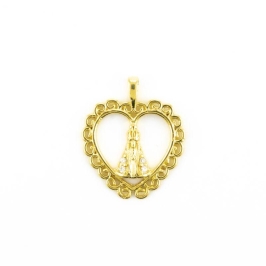 PINGENTE CORACAO NOSSA SENHORA CRAVEJADA COM ZIRCONIAS