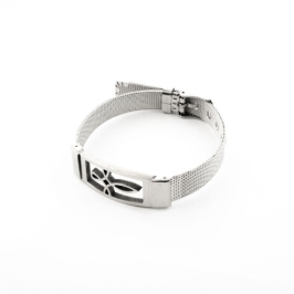 PULSEIRA MALHA DE AÇO CRUZ TRABALHADA ACO INOX