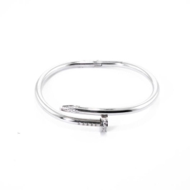 BRACELETE PREGO CARTIER  OURO BRANCO COM ZIRCONIAS