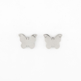 BRINCO BORBOLETA LISA COM DOIS PONTOS DE LUZ SEMIJOIA