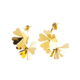 BRINCO FLORES DE CORAÇÃO BANHADO NO OURO AMARELO