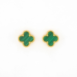 BRINCO TREVO MALAQUITA M BANHADO NO OURO AMARELO