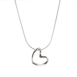 COLAR CORAÇÃO VAZADO 45CM/5CM DE EXTENSOR SEMIJOIA