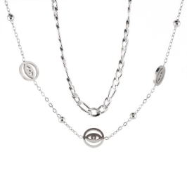 COLAR DUPLO OLHO GREGO/CORRENTE 45CM