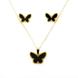 CONJUNTO BORBOLETA ONIX SEMIJOIA