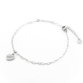 TORNOZELEIRA CORAÇÃO LISO 22CM / 3CM DE EXTENSOR SEMIJOIA