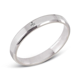 ALIANÇA ESQUINADA 3MM  COM ZIRCÔNIA PRATA 950