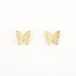 BRINCO BORBOLETA CRAVEJADO BANHADO NO OURO AMARELO