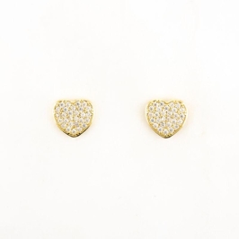 BRINCO CORAÇÃO CRAVEJADO TAMANHO M BANHADO NO OURO AMARELO