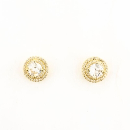 BRINCO PONTO LUZ REDONDO CRAVEJADO BANHADO OURO AMARELO