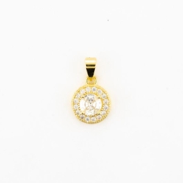 PINGENTE REDONDO CRAVEJADO BANHADO NO OURO AMARELO