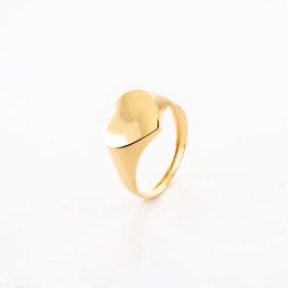 ANEL CORACAO LISO OURO 18K