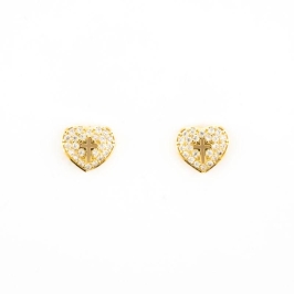 BRINCO CORAÇÃO CRAVEJADO COM CRUZ VAZADA