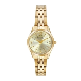 Relógio Feminino Clássico Visor Texturizado Dourado