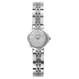 Relógio Feminino Visor Aço Escovado Ouro Branco