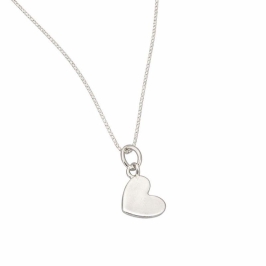 COLAR CORAÇÃO P CHAPINHA LISA PRATA 925- 40CM