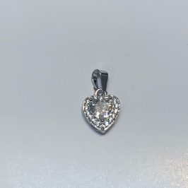 PINGENTE CORAÇÃO CRAVEJADO BANHO NO OURO BRANCO