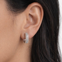 ARGOLA G CRAVEJADA - 3 FILEIRAS BANHO PRATA