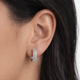 ARGOLA G OVALADA CRAVEJADA - 3 FILEIRAS BANHO PRATA