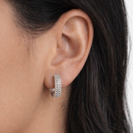 ARGOLA M CRAVEJADA - 3 FILEIRAS BANHO PRATA